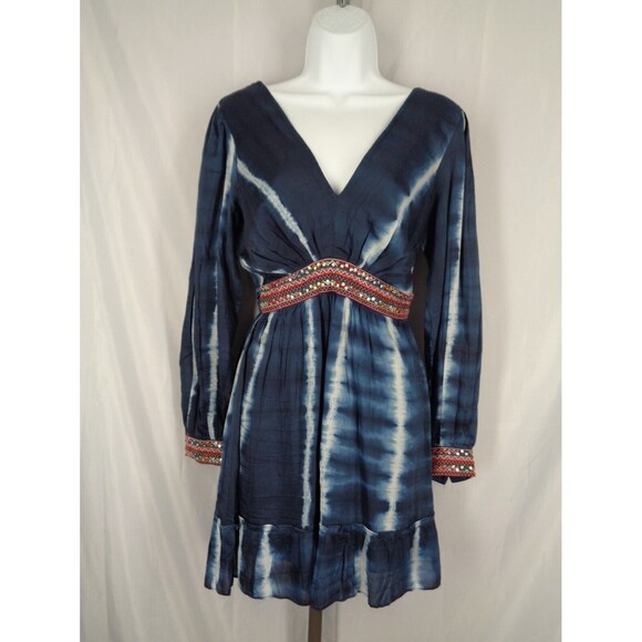 Verb by Pallavi Singhee Anthropologie Mini Dress Size XS Blue Tie Dye New - Picture 1 of 13